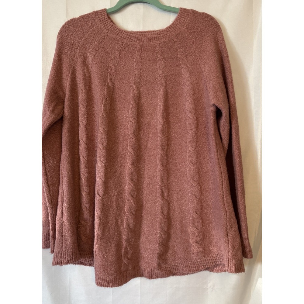 Croft & Barrow Cable-Knit Pullover Sweater Light Rose Pink Women's Size L